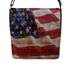 Grunge United State Of Art Flag Flap Messenger Bag (L) 