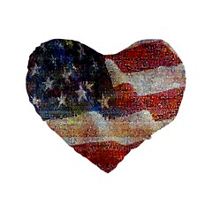 Grunge United State Of Art Flag Standard 16  Premium Flano Heart Shape Cushions