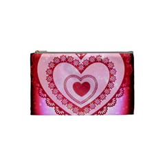 Heart Background Lace Cosmetic Bag (small) 