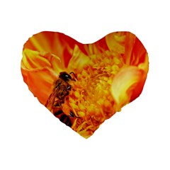 Honey Bee Takes Nectar Standard 16  Premium Heart Shape Cushions by Nexatart
