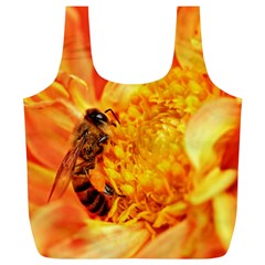 Honey Bee Takes Nectar Full Print Recycle Bags (l)  by Nexatart