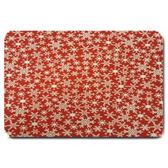 Holiday Snow Snowflakes Red Large Doormat  by Nexatart