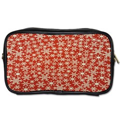 Holiday Snow Snowflakes Red Toiletries Bags by Nexatart