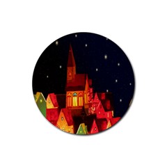 Market Christmas Light Rubber Coaster (round) 