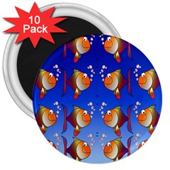 Illustration Fish Pattern 3  Magnets (10 Pack) 