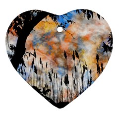 Landscape Sunset Sky Summer Heart Ornament (Two Sides)