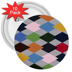 Leather Colorful Diamond Design 3  Buttons (10 pack) 