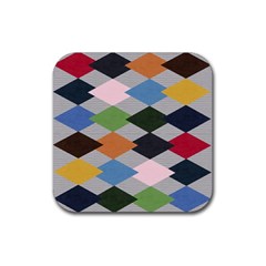 Leather Colorful Diamond Design Rubber Coaster (Square) 