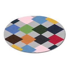 Leather Colorful Diamond Design Oval Magnet