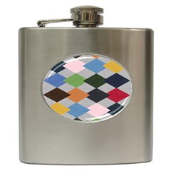 Leather Colorful Diamond Design Hip Flask (6 oz)