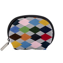 Leather Colorful Diamond Design Accessory Pouches (Small) 