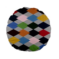 Leather Colorful Diamond Design Standard 15  Premium Flano Round Cushions