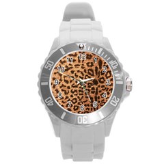 Leopard Print Animal Print Backdrop Round Plastic Sport Watch (l) by Nexatart