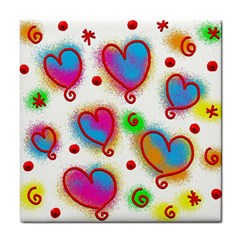 Love Hearts Shapes Doodle Art Tile Coasters by Nexatart