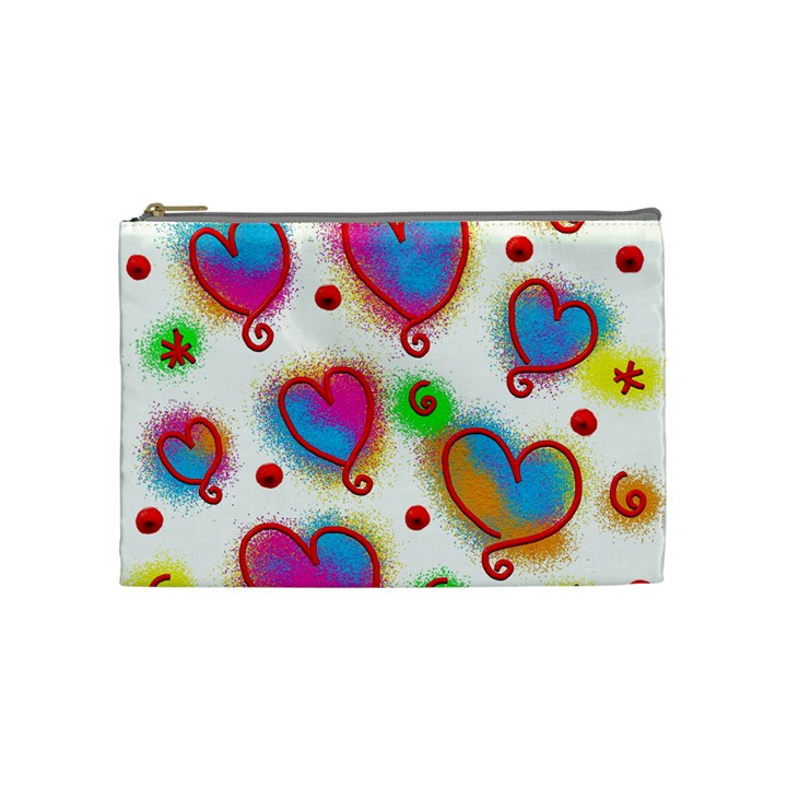 Love Hearts Shapes Doodle Art Cosmetic Bag (Medium) 