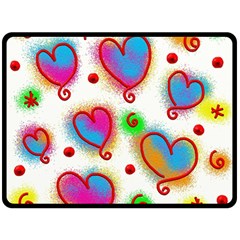 Love Hearts Shapes Doodle Art Fleece Blanket (large)  by Nexatart