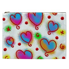 Love Hearts Shapes Doodle Art Cosmetic Bag (xxl)  by Nexatart