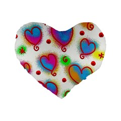 Love Hearts Shapes Doodle Art Standard 16  Premium Heart Shape Cushions by Nexatart