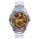 Leaves Autumn Texture Brown Stainless Steel Analogue Watch Front