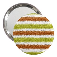 Metallic Gold Glitter Stripes 3  Handbag Mirrors