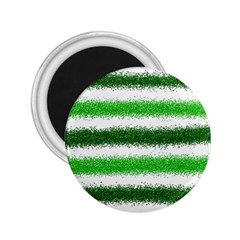 Metallic Green Glitter Stripes 2 25  Magnets by Nexatart