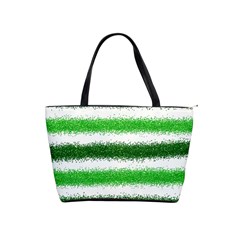 Metallic Green Glitter Stripes Shoulder Handbags by Nexatart