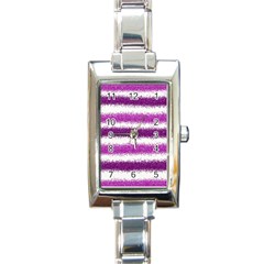 Metallic Pink Glitter Stripes Rectangle Italian Charm Watch by Nexatart
