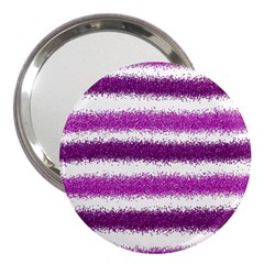 Metallic Pink Glitter Stripes 3  Handbag Mirrors by Nexatart