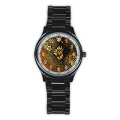 Orange Paper Patterns For Scrapbooking Stainless Steel Round Watch by Nexatart