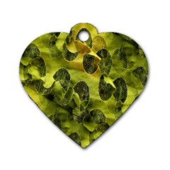 Olive Seamless Camouflage Pattern Dog Tag Heart (two Sides) by Nexatart
