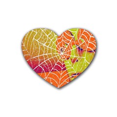 Orange Guy Spider Web Heart Coaster (4 Pack)  by Nexatart