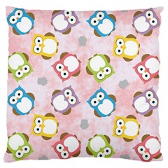 Owl Bird Cute Pattern Large Cushion Case (two Sides) by Nexatart