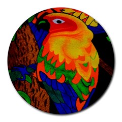 Parakeet Colorful Bird Animal Round Mousepads by Nexatart