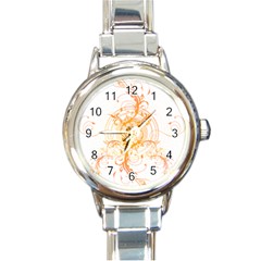 Orange Swirls Round Italian Charm Watch