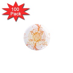 Orange Swirls 1  Mini Magnets (100 pack) 
