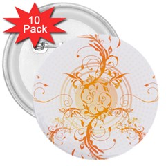 Orange Swirls 3  Buttons (10 pack) 