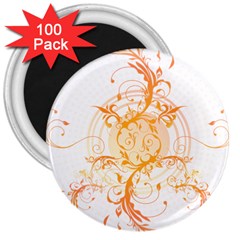 Orange Swirls 3  Magnets (100 pack)