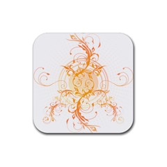 Orange Swirls Rubber Coaster (Square) 