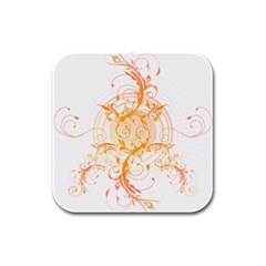 Orange Swirls Rubber Square Coaster (4 pack) 