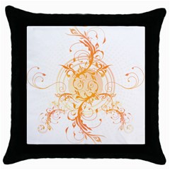 Orange Swirls Throw Pillow Case (Black)