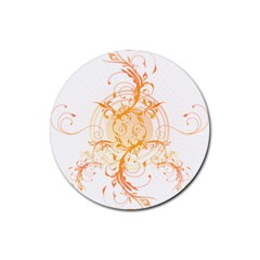 Orange Swirls Rubber Coaster (Round) 