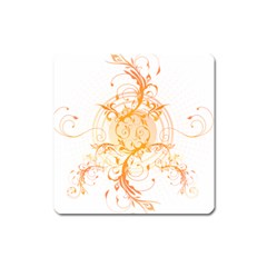 Orange Swirls Square Magnet