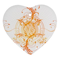 Orange Swirls Heart Ornament (Two Sides)