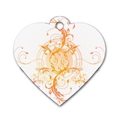 Orange Swirls Dog Tag Heart (Two Sides)