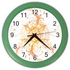 Orange Swirls Color Wall Clocks