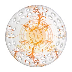 Orange Swirls Round Filigree Ornament (Two Sides)