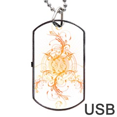 Orange Swirls Dog Tag USB Flash (One Side)