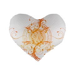 Orange Swirls Standard 16  Premium Heart Shape Cushions