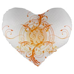 Orange Swirls Large 19  Premium Heart Shape Cushions