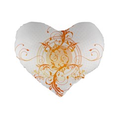 Orange Swirls Standard 16  Premium Flano Heart Shape Cushions